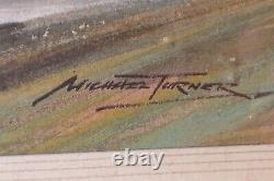 Early Michael Turner Motorcycle Painting/Sketch/Print Framed and Glazed, Signed