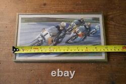 Early Michael Turner Motorcycle Painting/Sketch/Print Framed and Glazed, Signed