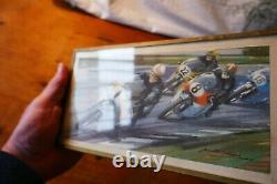 Early Michael Turner Motorcycle Painting/Sketch/Print Framed and Glazed, Signed