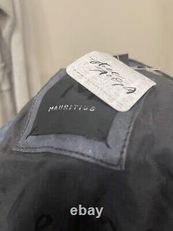 Free People x Mauritius Zoe Fringe Leather Jacket Distressed Navy SZ L