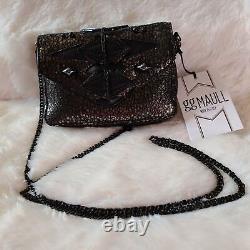 G. G. Maull Mini GG Leather Convertible Cross-Over Purse in Black Tiger NWT