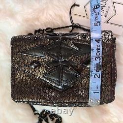 G. G. Maull Mini GG Leather Convertible Cross-Over Purse in Black Tiger NWT