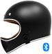 Gdm Rebel Retro Motorcycle Helmet + Bluetooth Headset Dot Matte Black Full Face
