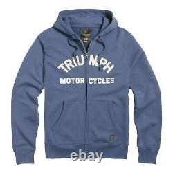 GENUINE Triumph Motorcycles Lavenham Zip Thru Hoodie Blue 100% Cotton NEW