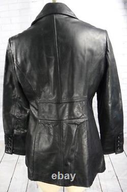 GUESS leather black women medium jacket pea coat matrix peacoat