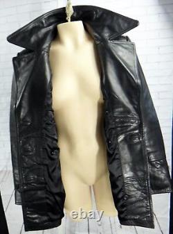 GUESS leather black women medium jacket pea coat matrix peacoat