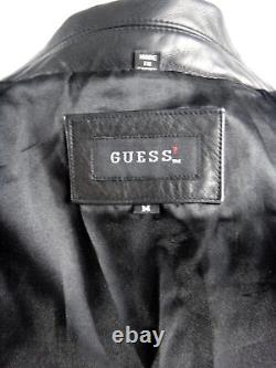 GUESS leather black women medium jacket pea coat matrix peacoat