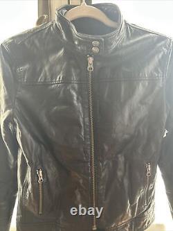 Gap Genuine Black Leather Women's Motorcycle Jacket Blazer. Size Small