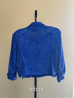 Generation Love Whitney Sequin Moto Jacket Cobalt Blue Size S