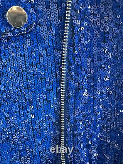 Generation Love Whitney Sequin Moto Jacket Cobalt Blue Size S