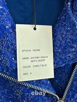 Generation Love Whitney Sequin Moto Jacket Cobalt Blue Size S