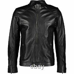 Genuine DIESEL Men's LADDERY Black Leather Sheepskin Jacket, sizes S M L XL