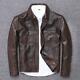Genuine Mens Brown Leather Biker Style Leather Jacket Removable Hood