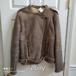 Gerard Darel Sheepskin Fur Insulated Lamb Leather Moto Jacket Women's 44