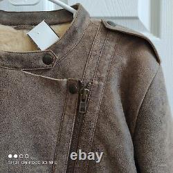 Gerard Darel Sheepskin Fur Insulated Lamb Leather Moto Jacket Women's 44