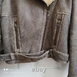 Gerard Darel Sheepskin Fur Insulated Lamb Leather Moto Jacket Women's 44