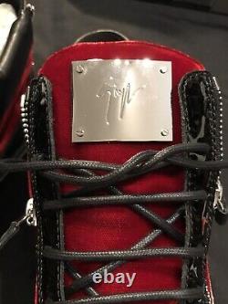 Giuseppe Zanotti New Red Black Silver Metal Size 44 Us 11 Sneakers Authentic