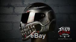 Graphic Custom Painted Motorcycle helmet airbrushed in Skull design bandit style