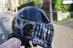 Graphic Custom Painted Motorcycle helmet airbrushed in Skull design bandit style