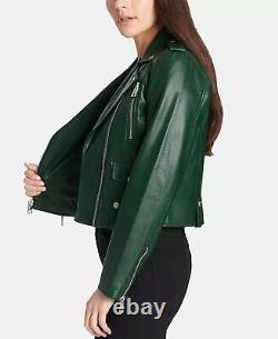 Green Leather Jacket for Women Pure Lambskin