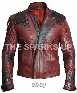 Guardian Of The Galaxy 2 Star Lord Chris Pratt Costume Mens Leather Jacket