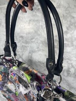 HARLEY DAVIDSON Multicolor Black Leather Handles Purse Motorcycle Graphics