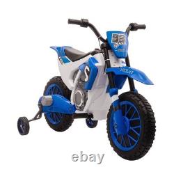 HOMCOM 12V Kids Electric Motorbike Ride-On Motorcycle with Training Wheels Blue