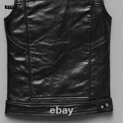 Handcrafted Men's Black MotoGP Leather Vest Leather Biker Waistcoat