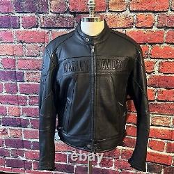 Harley-Davidson 2005 Authentic Leather Black Embossed Spellout Logo Elbow Men XL