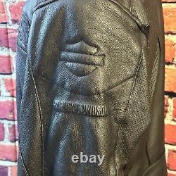 Harley-Davidson 2005 Authentic Leather Black Embossed Spellout Logo Elbow Men XL