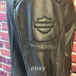 Harley-Davidson 2005 Authentic Leather Black Embossed Spellout Logo Elbow Men XL