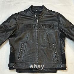 Harley-Davidson 2005 Authentic Leather Black Embossed Spellout Logo Elbow Men XL