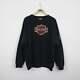 Harley Davidson Black Sweatshirt, Embroidered Patch, Chicago Illinois Usa (xl)