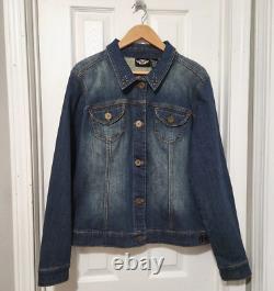 Harley-Davidson Forever Free Embroidered Appliqued Denim Jean Jacket Women's XL