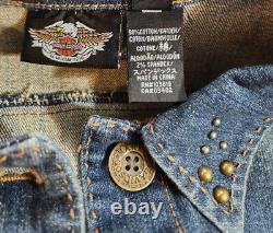 Harley-Davidson Forever Free Embroidered Appliqued Denim Jean Jacket Women's XL