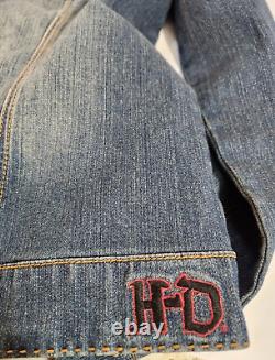 Harley-Davidson Forever Free Embroidered Appliqued Denim Jean Jacket Women's XL