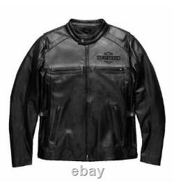 Harley Davidson Men's VOTARY Black Gray Leather Jacket