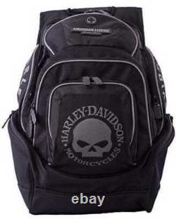 Harley-Davidson Men's Willie G Black & Gray Skull Deluxe Backpack BP1924S
