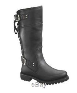 Harley-Davidson Women's Alexa Back Lace Black Leather Motorcycle Boots D85167