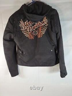 Harley Davidsons 2 in 1 Womens Jacket with Removable Vest Hoodie Black Size M