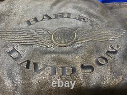 Harley davidson distresed leather vintage jacket