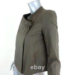 Helmut Lang Draped Moto Jacket Olive Stretch Cotton Size Petite