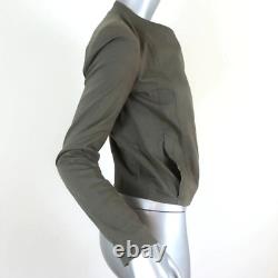 Helmut Lang Draped Moto Jacket Olive Stretch Cotton Size Petite