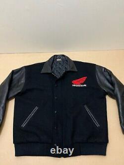 Honda Vintage Jacket Men Medium Great Cond Motorcycle Coat with Leather Sleeve