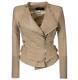 Hot Womens Pu Jackets Stitching Deer Fur Motorcycle Outwear Lapel Leather Coat