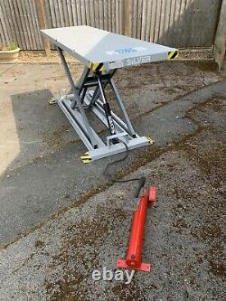 Hydraulic motorcycle lift table