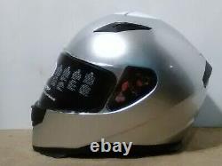 ILM Full Face Motorcycle Street Bike Helmet, Scarf, 2 Visors DOT (M, Silver)