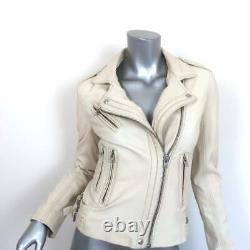 IRO Han Leather Biker Jacket Cream Size 38 Moto Jacket