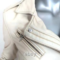 IRO Han Leather Biker Jacket Cream Size 38 Moto Jacket