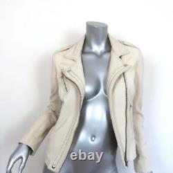 IRO Han Leather Biker Jacket Cream Size 38 Moto Jacket